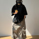 ManMans military green Japanese retro drawstring work skirt for women in spring new street A-line long skirt