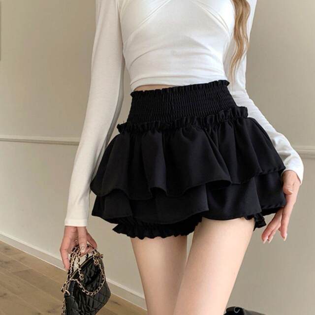 Black short skirt for women in summer new hot style sweet high waist little princess ultra-short cake skirt pure and lustful style to make them look thin