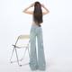 La Chapelle Puella denim high-waist loose micro-flare jeans 2025 spring and summer new floor-shoe pants