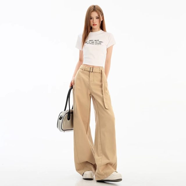 La Chapelle Puella American versatile wide-leg jeans for women 2025 new summer loose slim floor pants