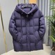 Winter mother's down jacket solid color coat thickened hooded mid-length zippered large size loose top for middle-aged and elderly people