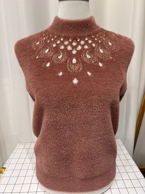 Winter high-end thickened mother's clothing, extra large size loose knitted imitation mink velvet, middle-aged and elderly half turtleneck pullover sweater