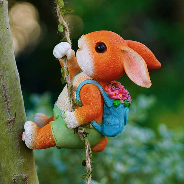 Cute climbing rabbit balcony wall hanging garden flower pot pendant landscaping decoration climbing tree ornament hanging parts
