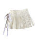 Sweet design lace spliced ​​side laces high waist slim pleated skirt short skirt for women spring and summer new style