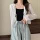 Lace sunscreen cardigan for women, summer thin suspender skirt, blouse, small waistcoat, long sleeves, short shawl jacket