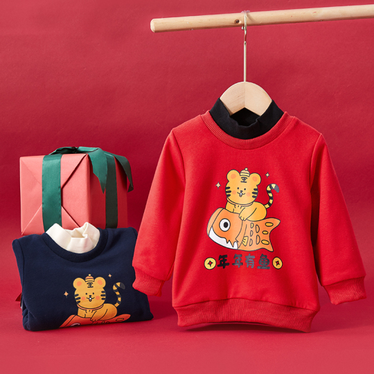 Yiqi Baby Boys Girls Winter Fleece Sweatshirt - Korean Style Cartoon New  Year Outfit