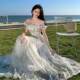French ruffled beach short-sleeved dress new seaside vacation style high-end fairy flowing suspender skirt
