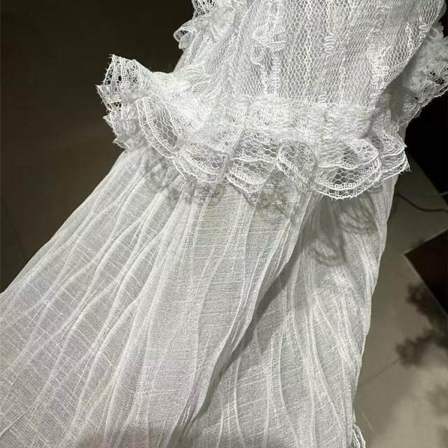 
2025 spring white mid-length skirt gauze A-line skirt cake skirt trendy texture puffy skirt age-reducing layering and gentle