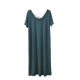 
Modal V-neck long dress summer thin slit short-sleeved T-shirt skirt loose home nightgown large size casual skirt