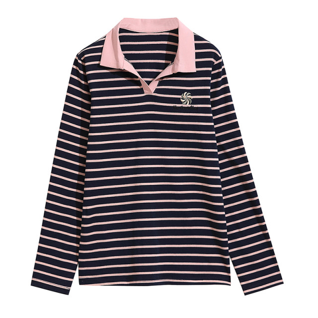 Mom Spring and Autumn Clothing 2025 new autumn clothes wear pure cotton long-sleeved T-shirt for women, middle-aged and elderly tops polo base shirt
