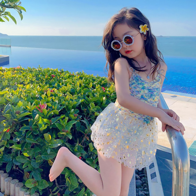 Girls swimsuit bikini children mermaid one-piece baby cute skirt swimsuit girl princess swimsuit
