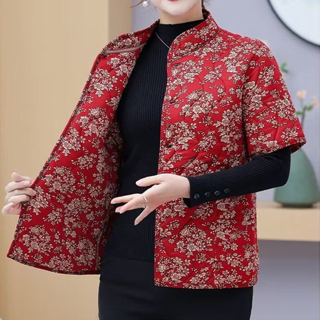 Winter half-sleeved cotton jacket thickened camel velvet middle-aged and elderly cotton coat mother warm women's sleeved cotton vest cotton vest