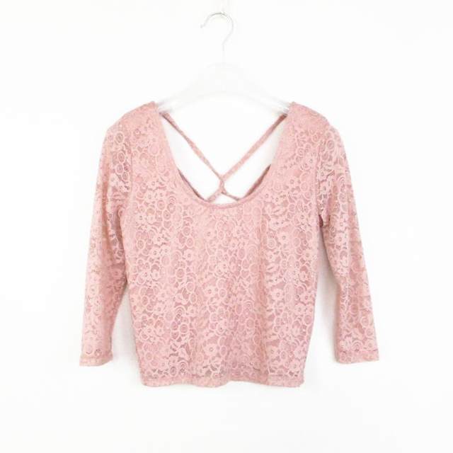 F21 authentic B-2-7-2-1 seven-point sleeve backless spring and autumn lace shirt for women 233621