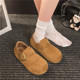 Thick sole inner heightening Birkenstock shoes for women 2025 winter new versatile casual slip-on plus velvet warm cotton shoes trendy