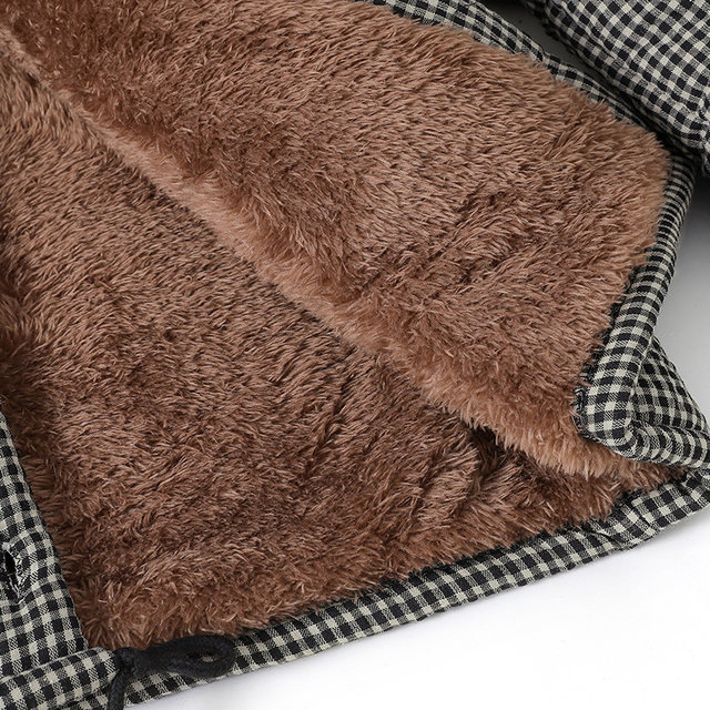 Winter clothing plus velvet and thick plaid cotton jacket for women, quilted hooded cotton coat, middle-aged and elderly mother's casual warm cotton coat