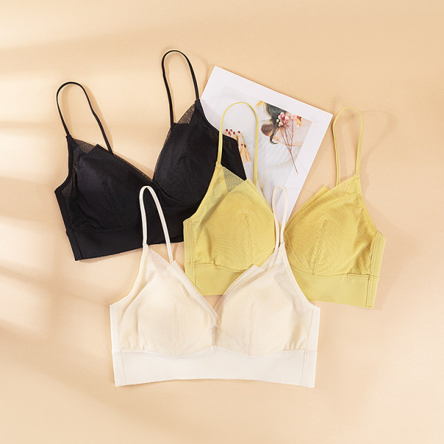 Cross-beautiful vest underwear for women in summer thin style without steel ring adjustment type gathering thin shoulder straps large breasts and small bra
