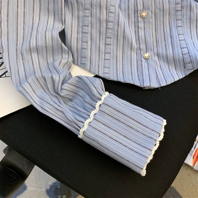 ins bow blue striped hooded shirt college style fashionable waist-hugging and slimming and chic 300 Jin [Jin equals 0.5 kg] fat mm top