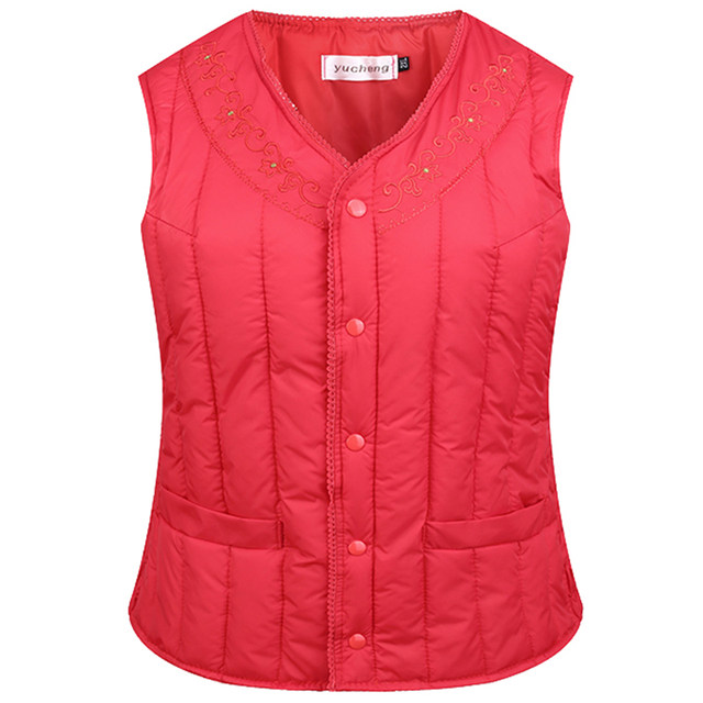 Autumn and winter middle-aged and elderly women down cotton vest elderly mothers close-fitting grandma vest short vest warm
