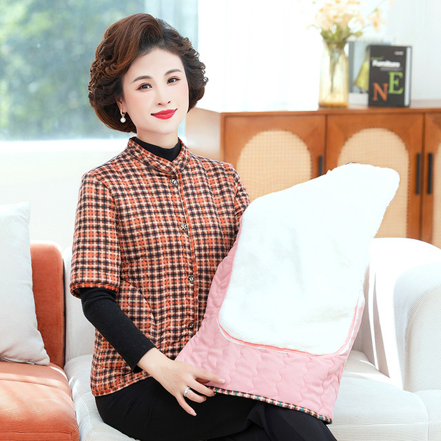 Middle-aged and elderly ladies and mothers new winter half-sleeved velvet cotton vest warm sweater vest plus velvet waistcoat