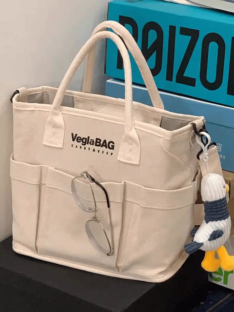 Japanese commuting mommy bag, portable mother and baby bag, lightweight large-capacity mom bag for going out, women's canvas tote bag