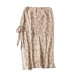 Side pleated pumping tie side split retro small shattered long A -shaped thin half skirt bag hip skirt female summer
