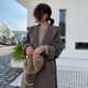 Hooded double-sided cashmere coat for women mid-length spliced ​​leather cloak autumn and winter new small wool coat for women