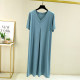 Modal short-sleeved dress for women summer casual home nightgown solid color a-line skirt large size loose long skirt