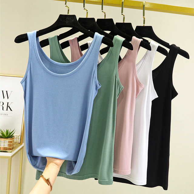 Modal Vest Suspender Women's Summer Thin Large Size Loose Slim Outer Top Round Neck Sleeveless Inner Bottoming Shirt