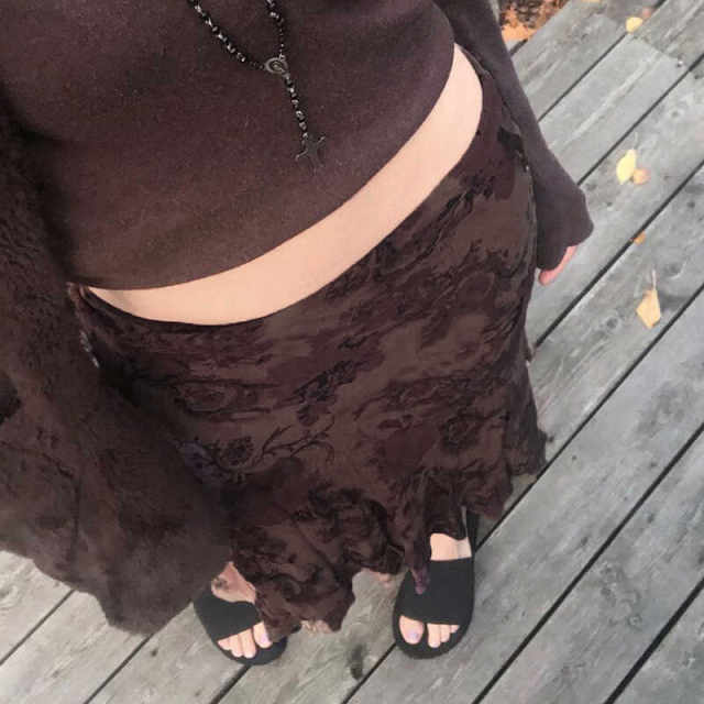 Amywayvintage retro floral skirt double mesh hip fishtail skirt women