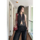 Gray double-zipper round neck slim knitted vest for women design slim and slim sweet and cool contrasting sleeveless top
