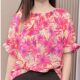 Large size women's lotus leaf sleeves one-length neck two-sleeved fashionable shirt for summer loose slim round neck versatile shirt
