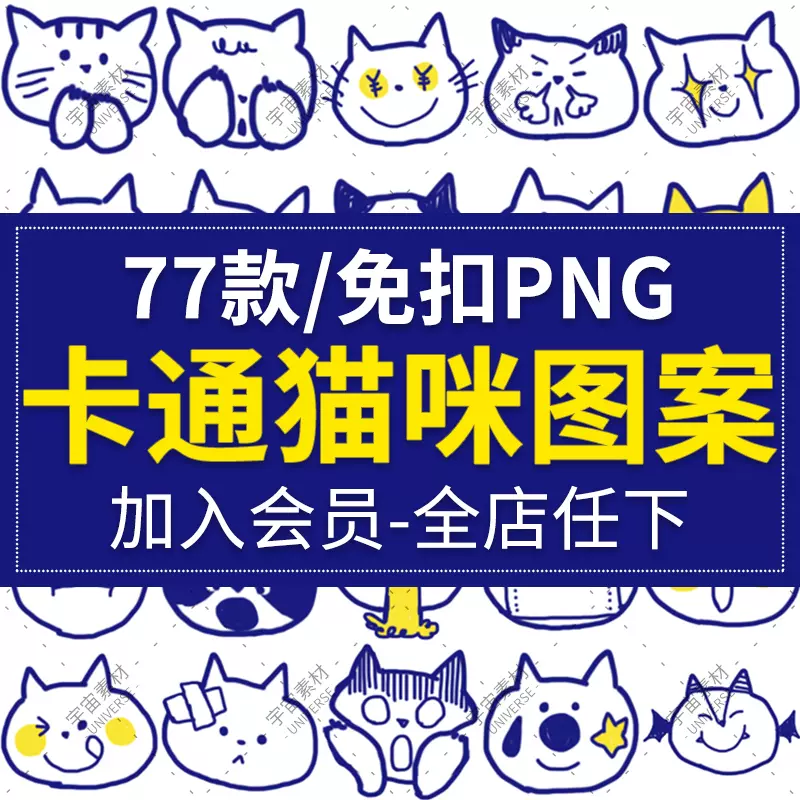 卡通可爱猫咪小猫表情贴小图标png免抠透明图片美化小