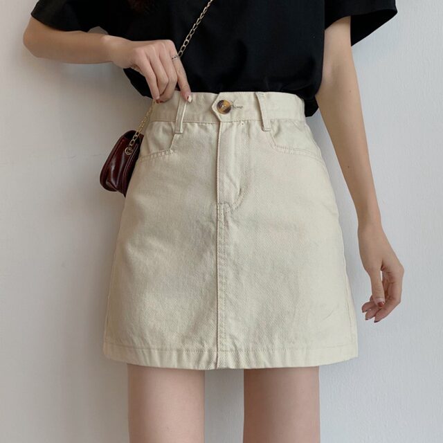 Denim short skirt for women 2025 summer Korean version high waist large size versatile slim small A-line hip skirt trendy