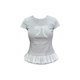 Gray embroidered lace bow short-sleeved T-shirt for women in summer new round neck slim slim short chic top