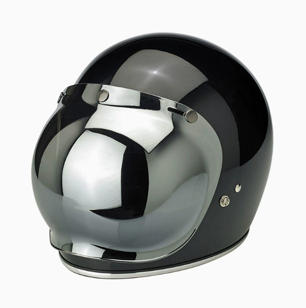 Motorcycle retro bubble mirror, windproof, sunproof and wear-resistant, universal three-button motorcycle half-summer helmet with long snap buttons for all seasons