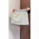 Sports and casual short skirt for women with large size fat m pear type high waist pack hip A-line gray skirt with small drawstring