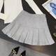 Large size sports gray pleated skirt for women in autumn new style high-waisted slim A-line skirt
