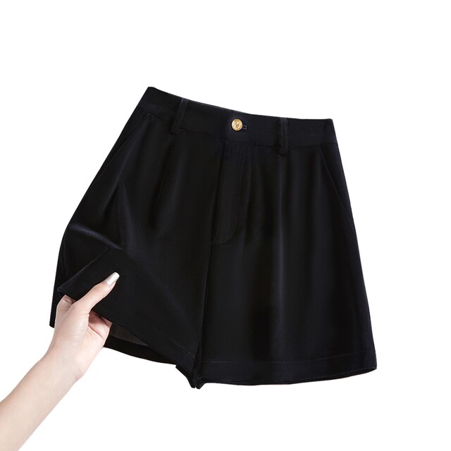 She pool retro shorts 2025 autumn clothes new women's clothing elegant temperament velvet high waist slim and loose wide-leg pants