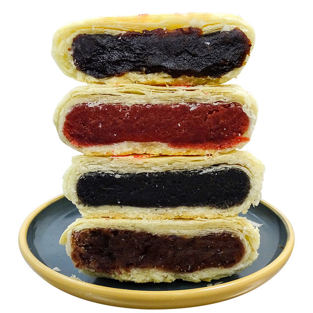 Pure jujube paste mooncakes, handmade freshly baked bean paste, hawthorn, five kernels, black sesame, old-fashioned pastry mooncakes, multi-flavor boxed