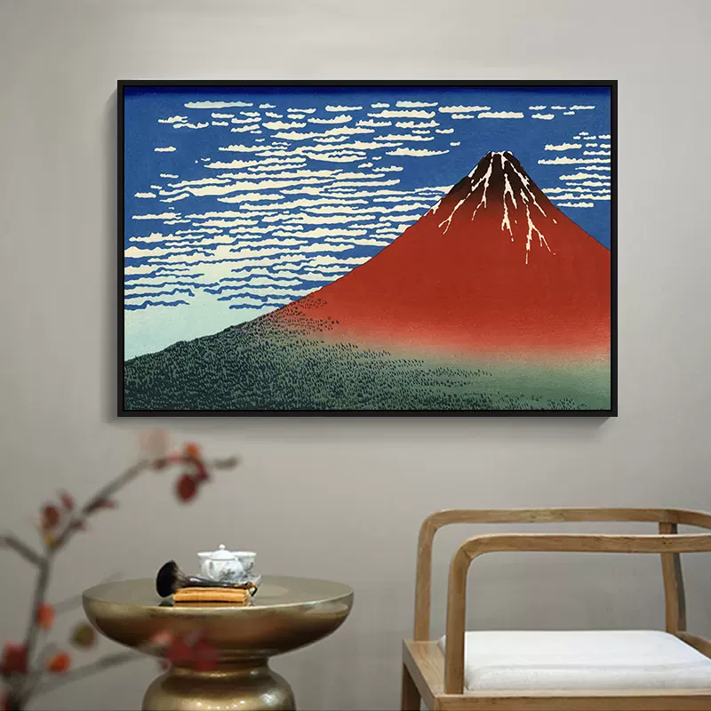 葛饰北斋浮世绘名画凯风快晴冨岳手绘diy数字填色