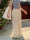 Self-organized fake style bow printed lace floral fishtail skirt pure long skirt mid-length hip skirt women