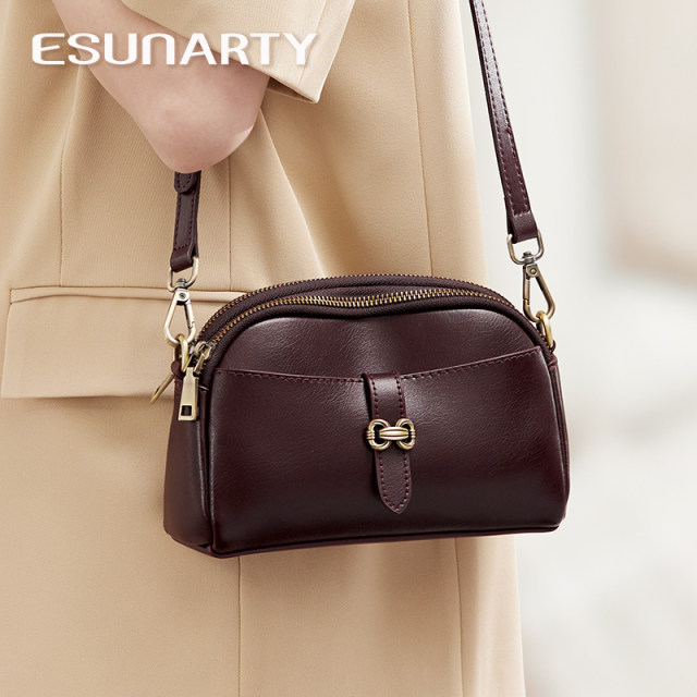 Brand first layer cowhide mother bag 2025 new fashionable versatile mobile phone bag genuine leather one-shoulder crossbody women's bag
