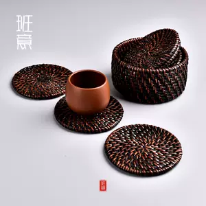 煎茶道具 藤細工編み煎茶碗茶托/瓶座 瓶敷 急須台☆時代物☆4D0301