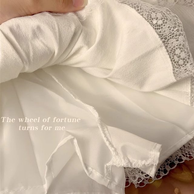 Large size sweet lace spliced ​​puffy skirt for women's summer cake A-line slim and anti-exposure ballet style skirt