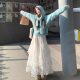 Large size women's summer French flower lace skirt with gentle temperament and sweet princess fluffy cake long skirt