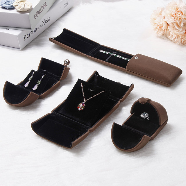 Velvet double -open creative jewelry box high -end jewelry box ring box pendant box bracelet packaging box