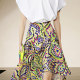 European and American fashion floral skirt irregular temperament and slim new summer versatile high-waisted A-line midi skirt