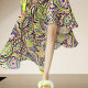 European and American fashion floral skirt irregular temperament and slim new summer versatile high-waisted A-line midi skirt