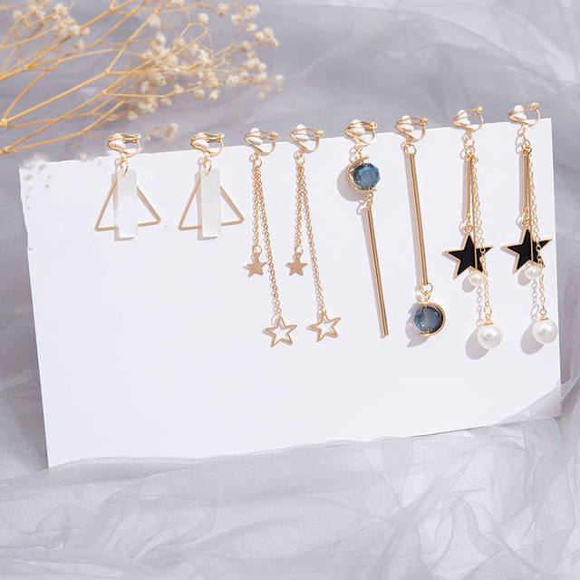 2023 ear clip temperament high-end feel without ear piercing earrings ins super fairy long student simple internet celebrity versatile earrings