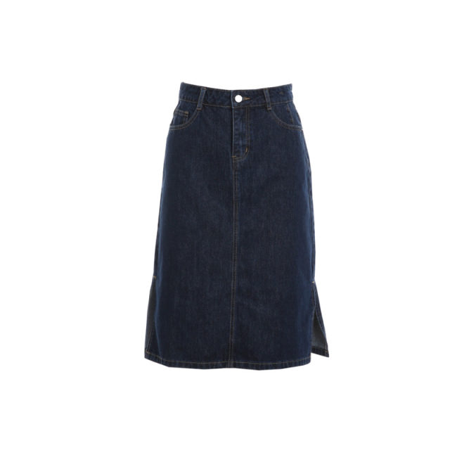 betu Baitu A-line skirt for women with high waist mid-length slit denim skirt commuting 2024 autumn outfit new style
